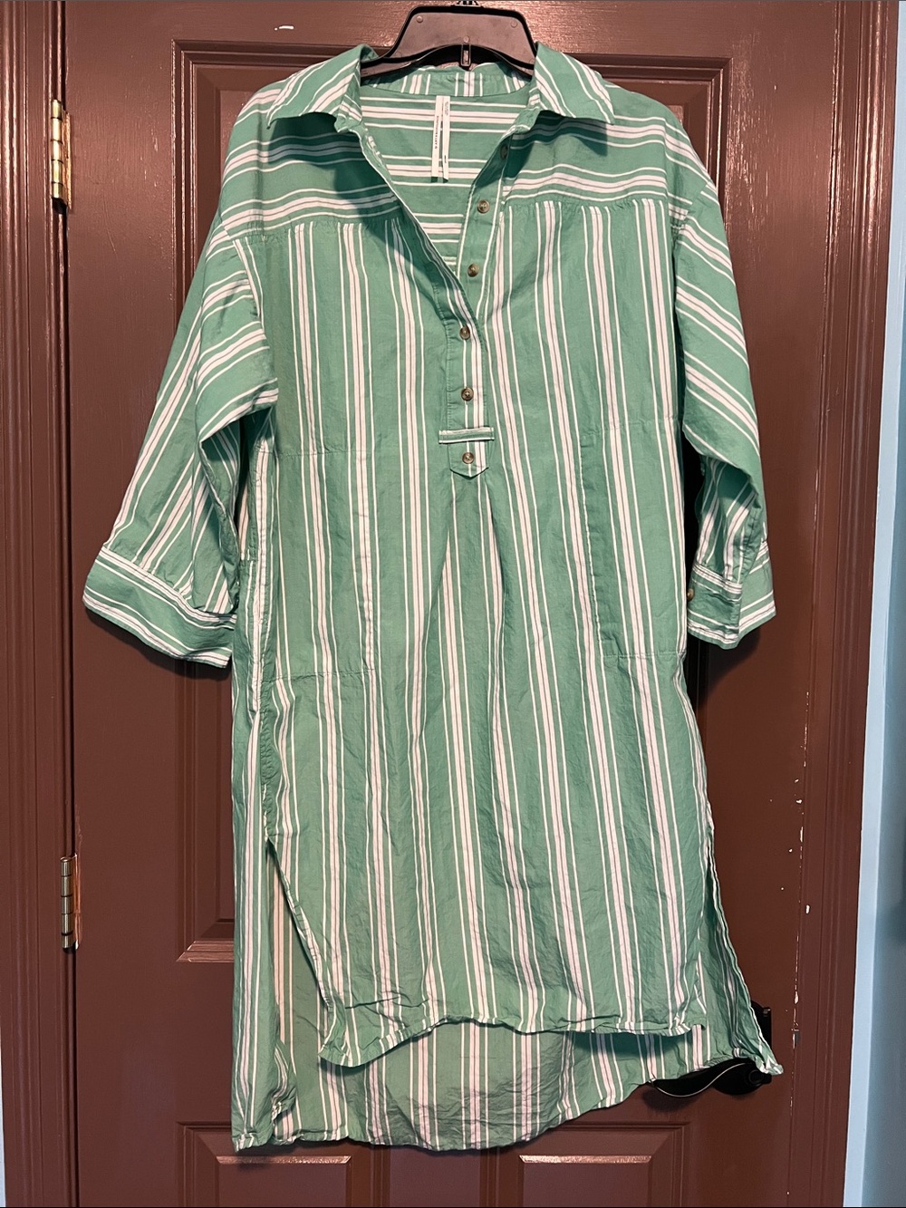 Anthropologie Green Striped oversized dress Tunic SP/MP